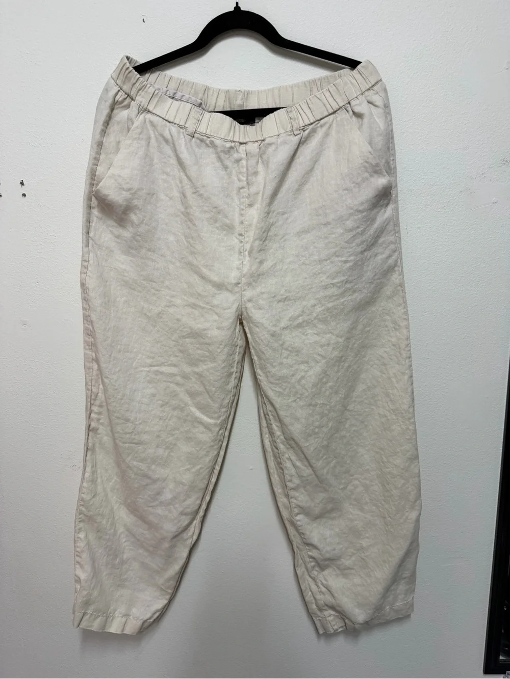 Quince women's Linen pull on Trousers in Beige Tan tones